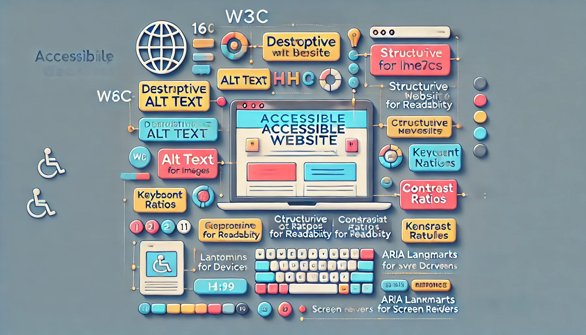 lo schema di un sito web accessibile secondo w3c. Qui usabilità e accessibilità giocano un ruolo chiave