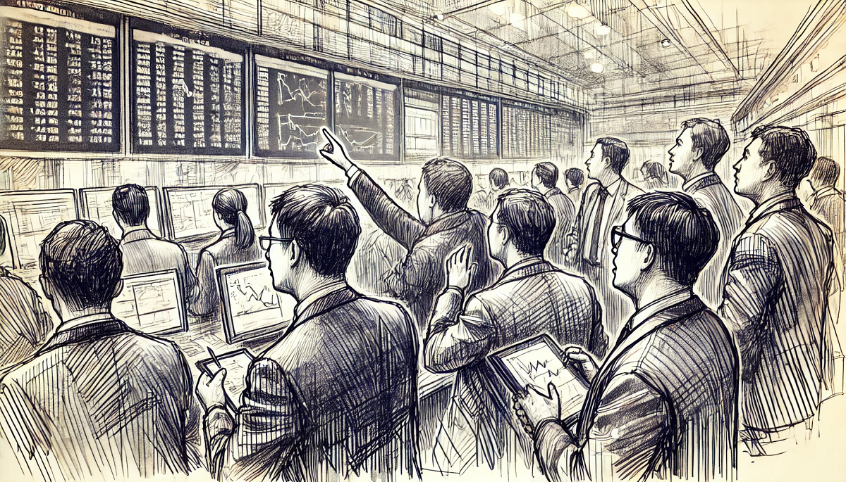 una vecchia borsa valori, exchange, dove le contrattazioni si facevano di persona