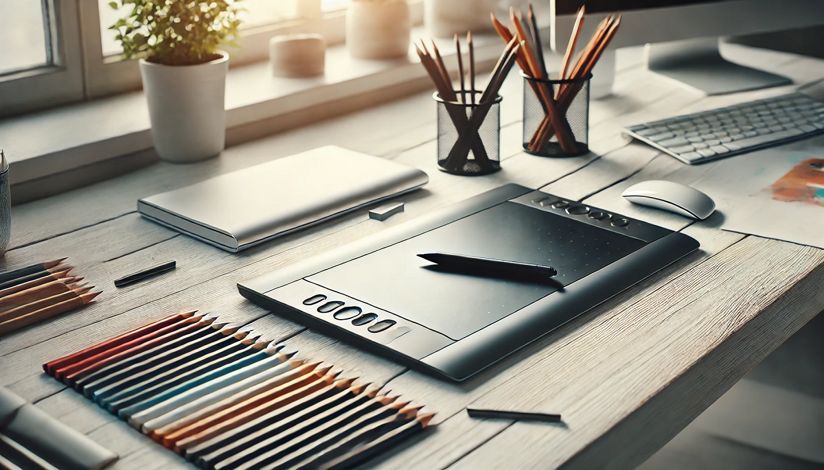 la scrivania di un professionista del website design: qui convivono vecchi strumenti e innovazione